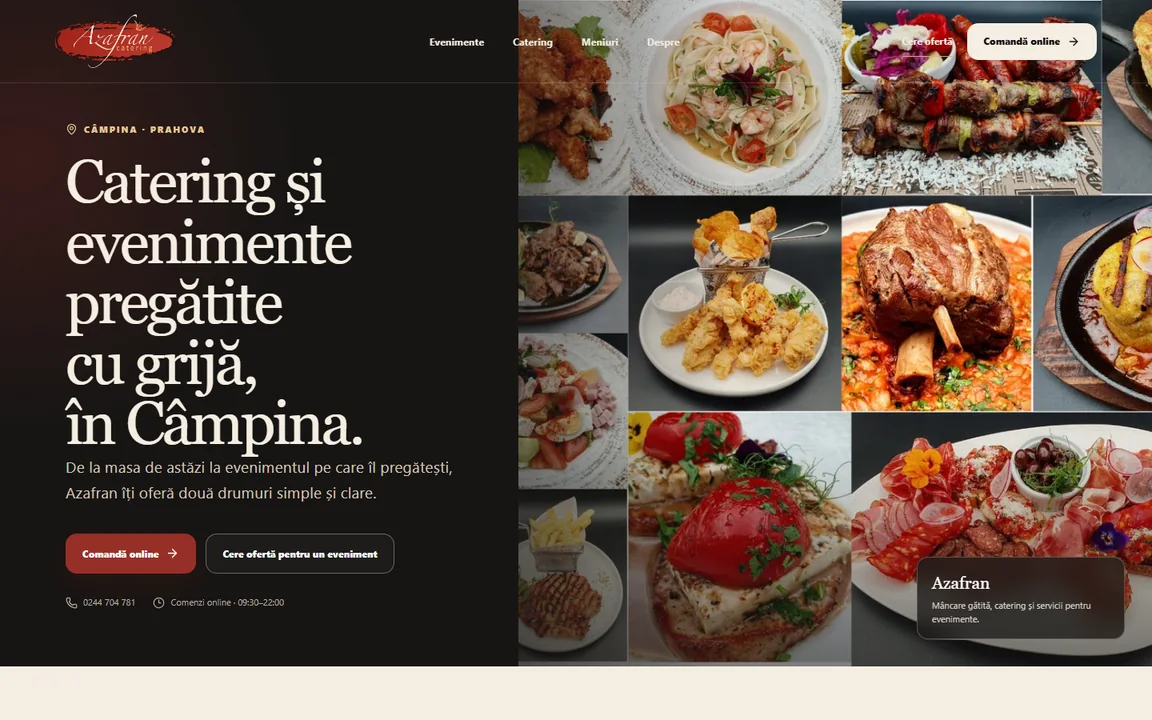 Prima pagină a conceptului de website Azafran