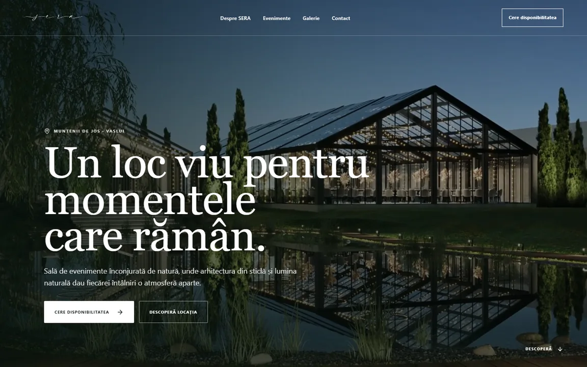Prima pagină a conceptului de website SERA